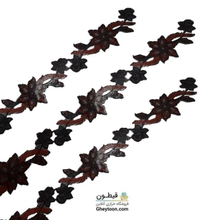 نوار گل گلدوزی نگین دار حرارتی اپلیکه ای زرشکی