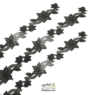 نوار گل گلدوزی نگین دار حرارتی اپلیکه ای نقره ای