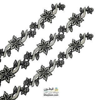 نوار گل گلدوزی نگین دار حرارتی اپلیکه ای نقره ای