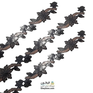 نوار گل گلدوزی نگین دار حرارتی اپلیکه ای گلبهی