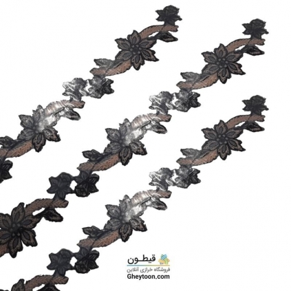 نوار گل گلدوزی نگین دار حرارتی اپلیکه ای گلبهی