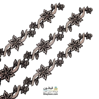 نوار گل گلدوزی نگین دار حرارتی اپلیکه ای گلبهی