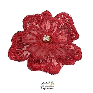 نوار گل حریر دوز گلدوزی شده ایرانی نگین دار قرمز