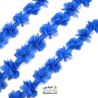 گل حریر جنس حریر سایز کوچک آبی کاربنی