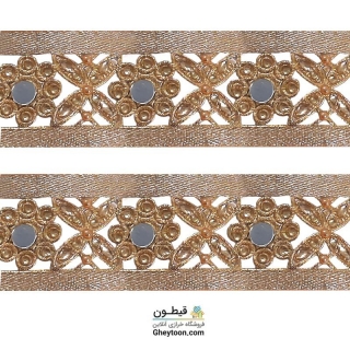 نوار طلایی 6سانتی متری دوطرفه صاف نگین دار001