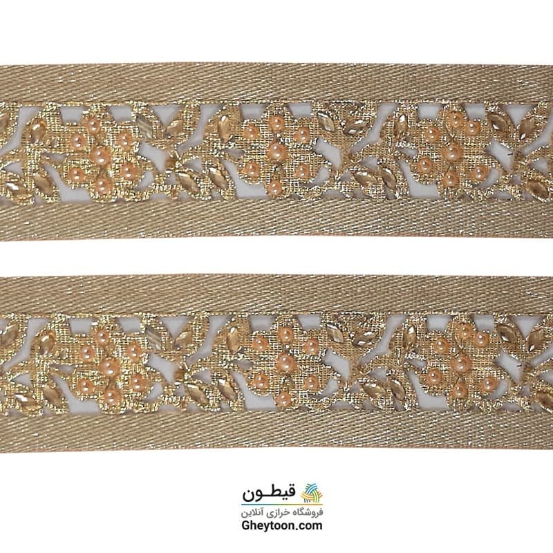 نوار طلایی 6سانتی متری دوطرفه صاف نگین دار002