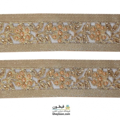 نوار طلایی 6سانتی متری دوطرفه صاف نگین دار002